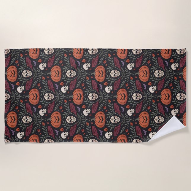 Toalha De Praia Halloween Vibes Pattern (Frente)