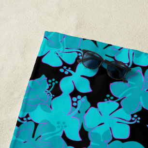 Toalha De Praia Hanalei Hawaiian Hibiscus Camo Floral - Teal