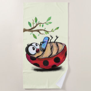 Toalha De Praia Happy Ladybug Funny Beach Towel