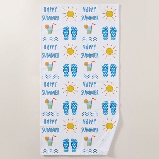 Toalha De Praia Happy Summer Pattern Beach Towel (Frente)
