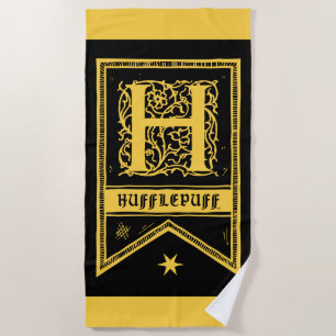 Toalha De Praia Harry Potter   Banner Monograma Hufflepuff