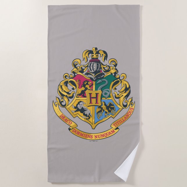 Toalha De Praia Harry Potter | Brasão de Hogwarts - Cor Completa (Frente)