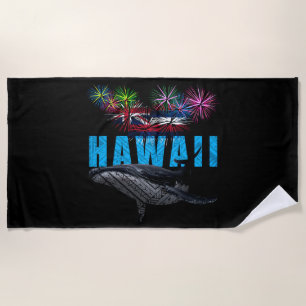 TOALHA DE PRAIA HAWAII NYE POLYNESIAN TRIBAL HUMPBACK FIREWORKS