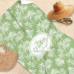 Toalha De Praia Hawaiian Palm Tree Silhouette Green ID1093