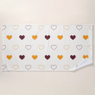 Toalha De Praia Heart Pattern with Orange & Brown Hearts