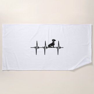 Toalha De Praia Heartbeat For Loyal Dachshund Dogs