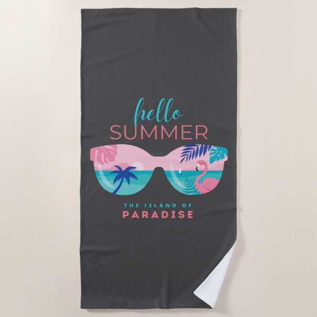 Toalha De Praia Hello Summer Paradise (Frente)