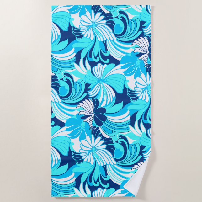 Toalha De Praia Hibiscus Selgle-Havaiana - Floral Tropical Turq (Frente)