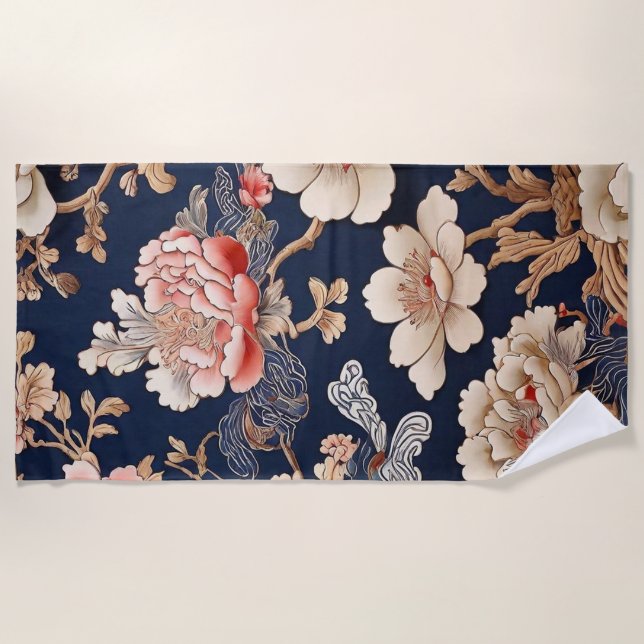 Toalha De Praia Historisches chinesisches Stoffmuster (Frente)