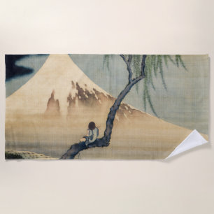 Toalha De Praia Hokusai - Menino visitando o Monte Fuji