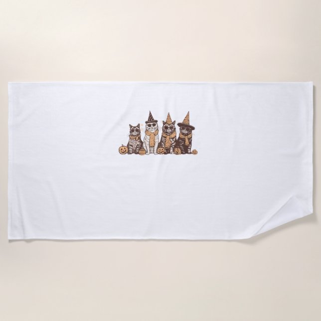 Toalha De Praia Homens de estimação de Gatinho de Dia das Bruxas d (Frente)