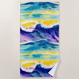 Toalha De Praia Hora de verão da aquarela azul