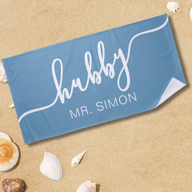 Toalha De Praia Hubby Beach Towel de Casamento Personalizado (Criador carregado)