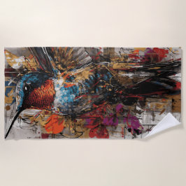 Toalha De Praia Hummingbird Street Art Illustration