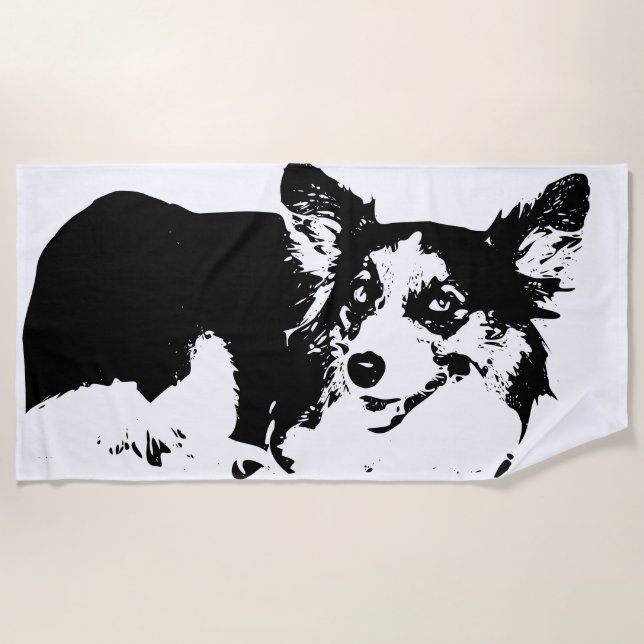 Toalha De Praia Humor de Corgi Sun-Day (Frente)