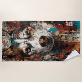 Toalha De Praia Husky Street Art Portrait Urban Graffiti Style