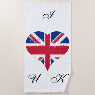 Toalha De Praia I Heart UK English Flag