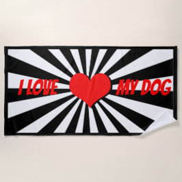 Toalha De Praia I love my dog mit Herz