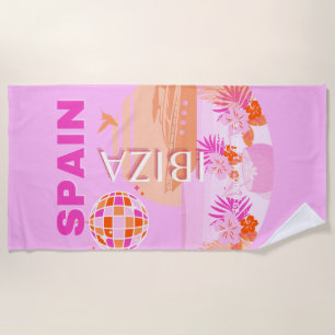 Toalha De Praia Ibiza, Espanha, Arte Viagem, Arte Pré-Facada, Rosa