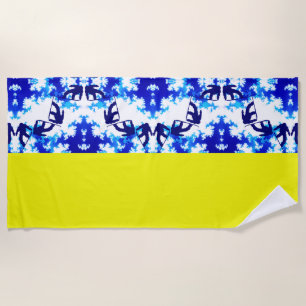 Toalha De Praia Ice Blue Snowboarder Sky Amarelo Esporte de Neve