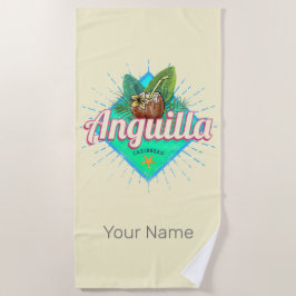 Toalha De Praia Ilha da Vintagem do Caribe de Anguila Retro Vacina