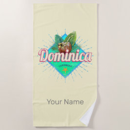 Toalha De Praia Ilha de Vintage, Retro Vacinação Dominica Caribe