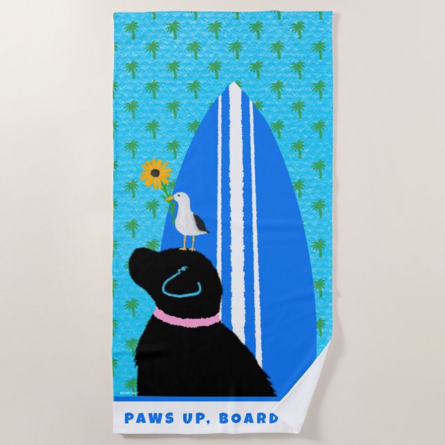 Toalha de Praia Ilha do Surf Dog Black Lab (Frente)