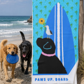 Toalha de Praia Ilha do Surf Dog Black Lab