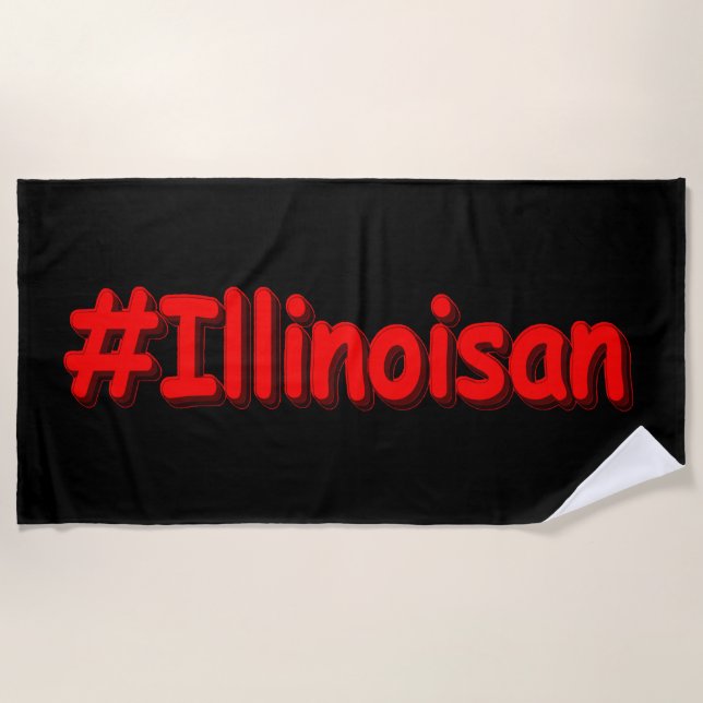 Toalha De Praia "#Illinoisano " Design bonito. Comprar Agora (Frente)
