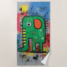 Toalha De Praia Ilustração Abstrata de Elefante em Pop Art