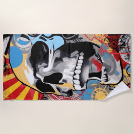 Toalha De Praia Ilustração de Arte de Rua de Colagem de Caveira