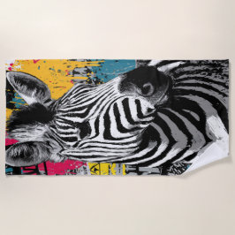 Toalha De Praia Ilustração de Arte Urbana de Grafite de Zebra