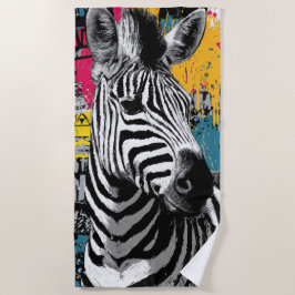 Toalha De Praia Ilustração de Arte Urbana de Grafite de Zebra
