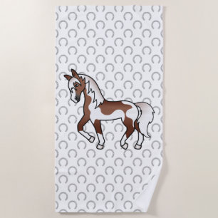 Toalha De Praia Ilustração de Cartoon de Cavalo de Trote Castanho
