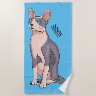 Toalha De Praia Ilustração de desenho animado de gato esphynx