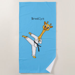 Toalha De Praia Ilustração de desenho animado de Kung Fu girafa