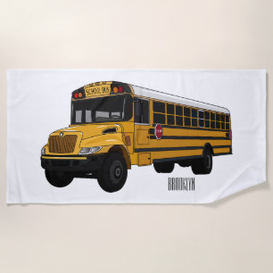 Toalha De Praia Ilustração de desenho animado de ônibus escolar