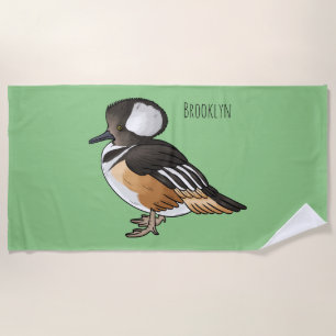Toalha De Praia Ilustração de desenho animado de pássaro merganser