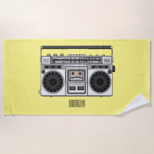 Toalha De Praia Ilustração de desenho animado de rádio