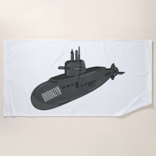 Toalha De Praia Ilustração de desenho animado submarino