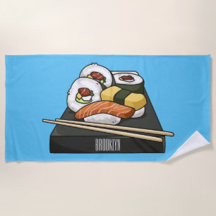 Toalha De Praia Ilustração de desenho animado Sushi