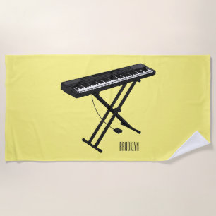 Toalha De Praia Ilustração de desenho de piano de teclado