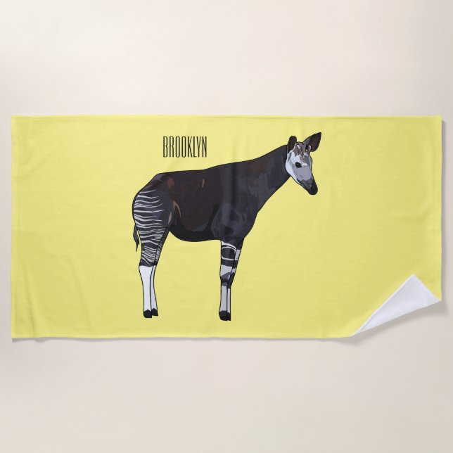 Toalha De Praia Ilustração de desenho em Okapi (Frente)