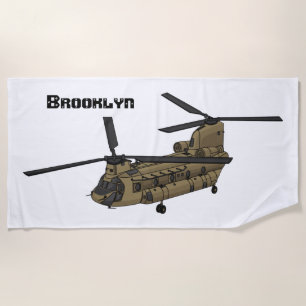 Toalha De Praia Ilustração de helicóptero militar Chinook