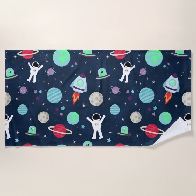 Toalha De Praia ilustração de padrão espacial (Frente)