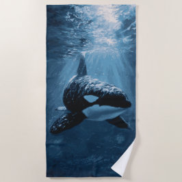 Toalha De Praia Ilustração de Raios de Luz Subaquáticos de Orca no