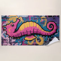 Ilustração de splash de arte pop de cavalo-marinho