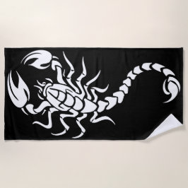 Toalha De Praia Ilustração de tatuagem tribal de escorpião minimal