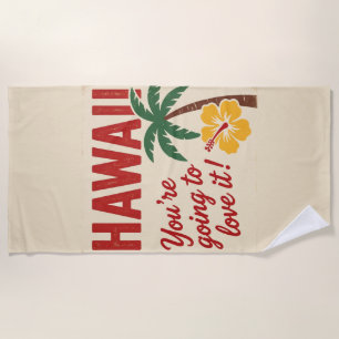 Toalha De Praia Ilustração de Viagem das Ilhas Havaianas Vintage R