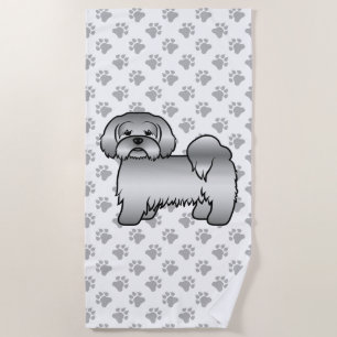 Toalha De Praia Ilustração do Cão de Cartoon Bonito de Lhasa Apso 